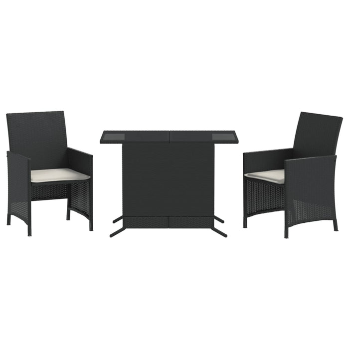 Set bistro cu perne, 3 piese, negru, poliratan - WALTI WALTI