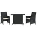 Set bistro cu perne, 3 piese, negru, poliratan - WALTI WALTI