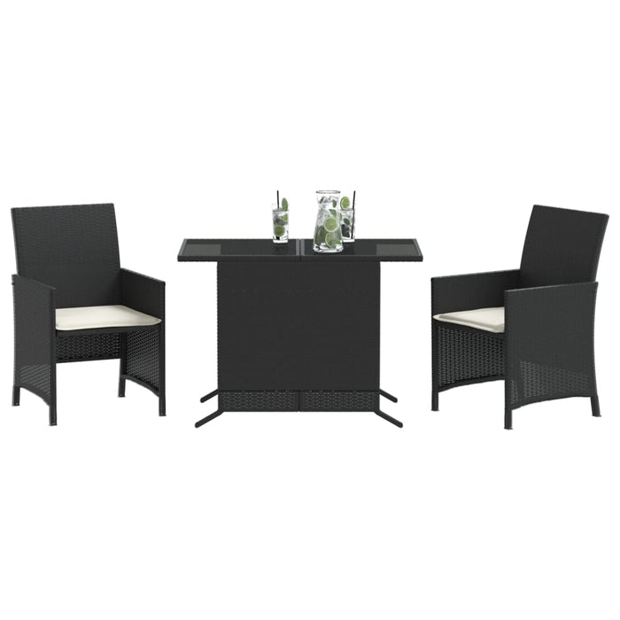 Set bistro cu perne, 3 piese, negru, poliratan - WALTI WALTI