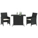 Set bistro cu perne, 3 piese, negru, poliratan - WALTI WALTI