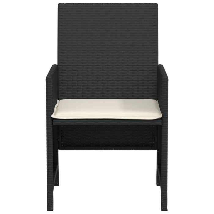 Set bistro cu perne, 3 piese, negru, poliratan - WALTI WALTI