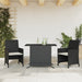 Set bistro cu perne, 3 piese, negru, poliratan - WALTI WALTI
