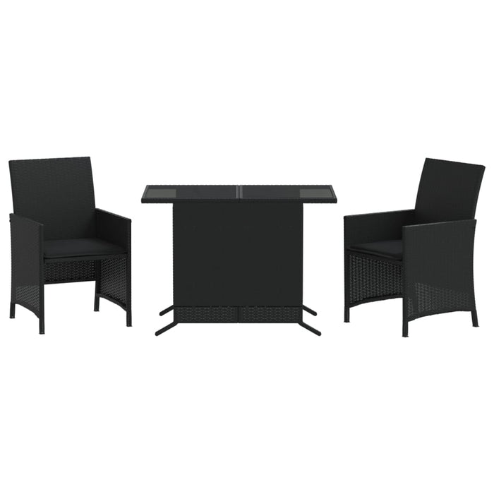 Set bistro cu perne, 3 piese, negru, poliratan - WALTI WALTI