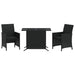 Set bistro cu perne, 3 piese, negru, poliratan - WALTI WALTI