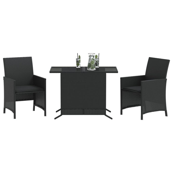 Set bistro cu perne, 3 piese, negru, poliratan - WALTI WALTI
