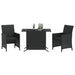 Set bistro cu perne, 3 piese, negru, poliratan - WALTI WALTI