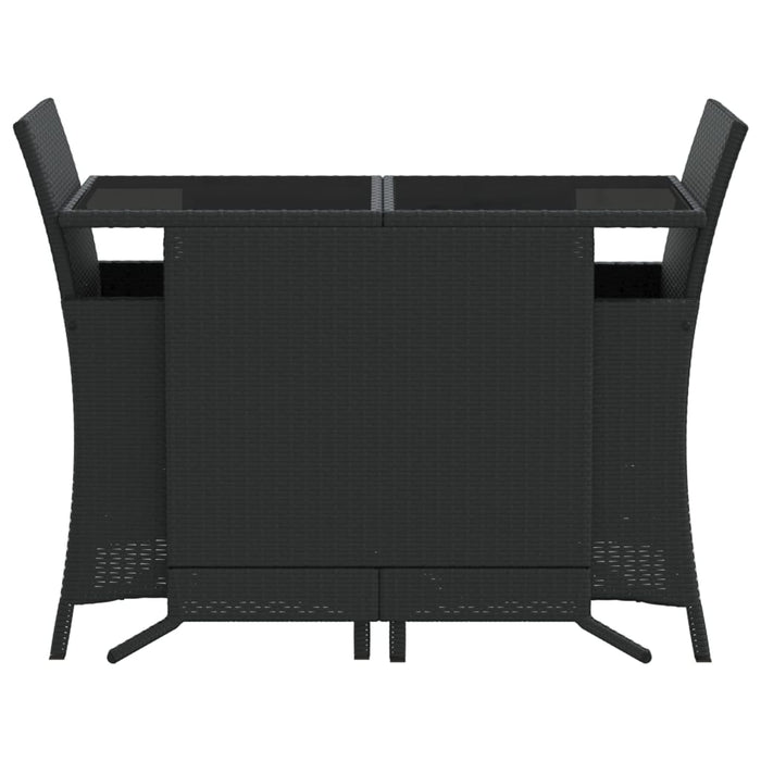 Set bistro cu perne, 3 piese, negru, poliratan - WALTI WALTI