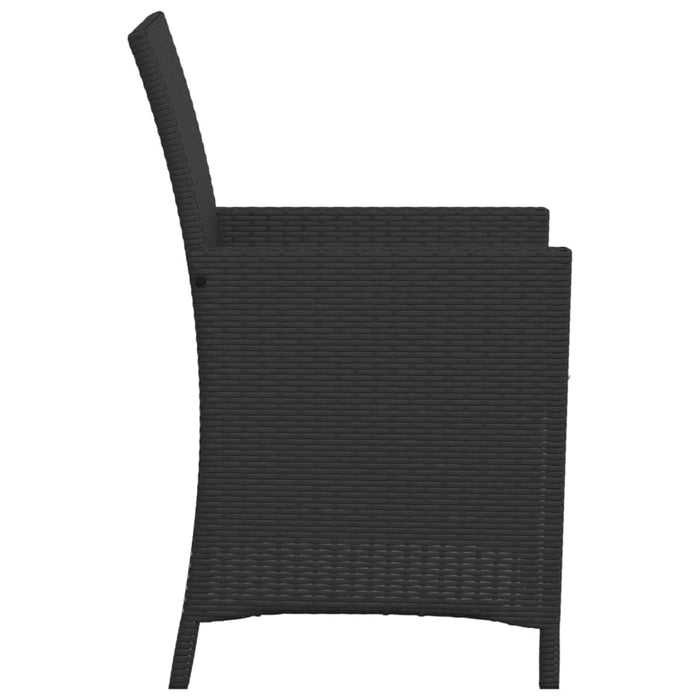 Set bistro cu perne, 3 piese, negru, poliratan - WALTI WALTI