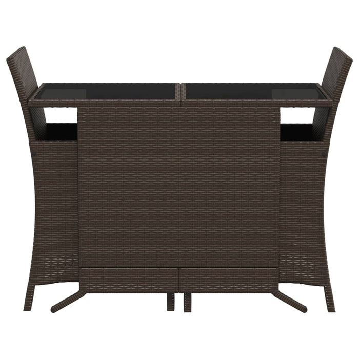 Set bistro cu perne, 3 piese, maro, poliratan WALTI