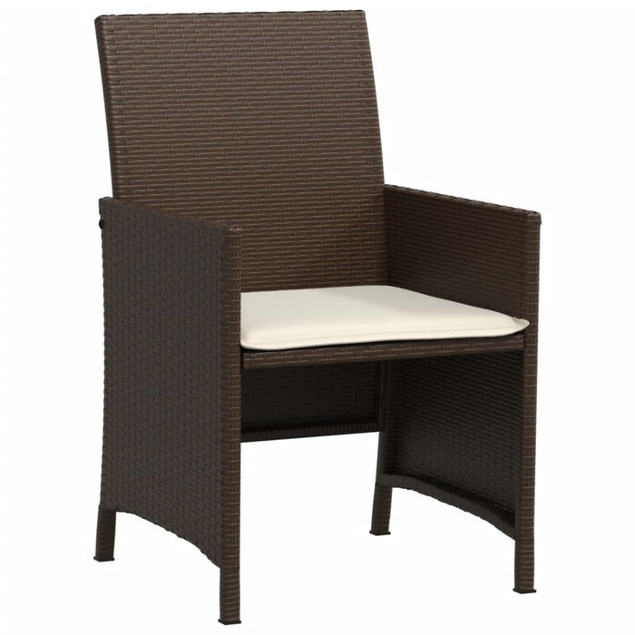 Set bistro cu perne, 3 piese, maro, poliratan WALTI