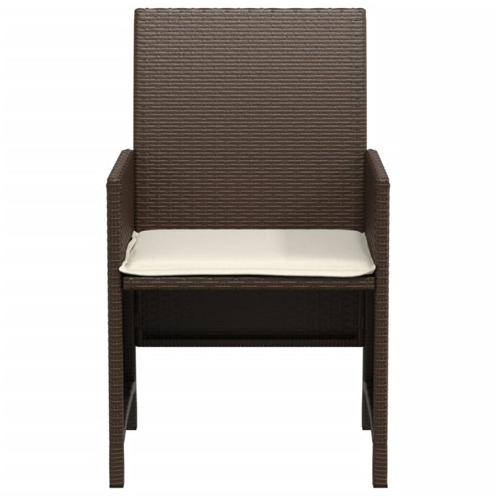 Set bistro cu perne, 3 piese, maro, poliratan WALTI