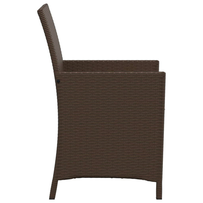 Set bistro cu perne, 3 piese, maro, poliratan WALTI