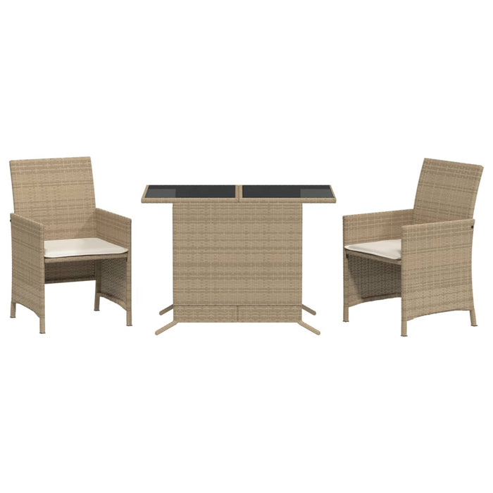 Set bistro cu perne, 3 piese, bej, poliratan - WALTI WALTI