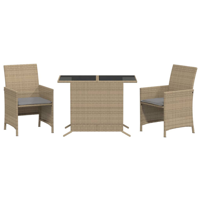 Set bistro cu perne, 3 piese, bej combinat, poliratan - WALTI WALTI