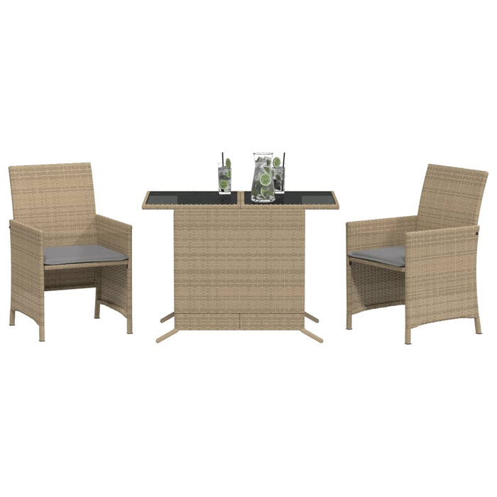Set bistro cu perne, 3 piese, bej combinat, poliratan - WALTI WALTI