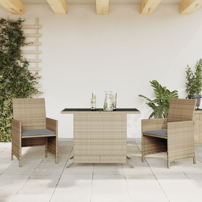 Set bistro cu perne, 3 piese, bej combinat, poliratan - WALTI WALTI