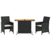 Set bistro cu perne, 3 piese, negru, poliratan - WALTI WALTI
