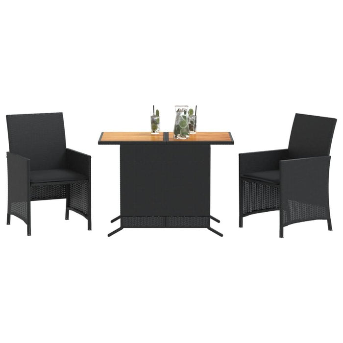 Set bistro cu perne, 3 piese, negru, poliratan - WALTI WALTI