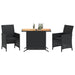 Set bistro cu perne, 3 piese, negru, poliratan - WALTI WALTI