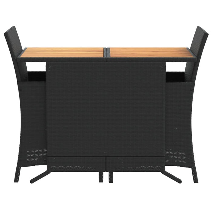 Set bistro cu perne, 3 piese, negru, poliratan - WALTI WALTI