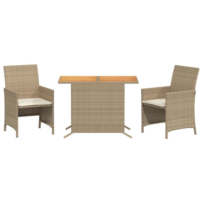 Set bistro cu perne, 3 piese, bej, poliratan - WALTI WALTI