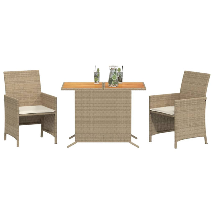 Set bistro cu perne, 3 piese, bej, poliratan - WALTI WALTI