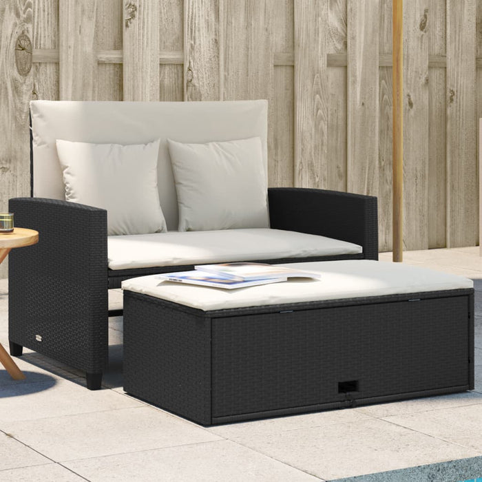 Canapea de grădină cu perne, 2 locuri, negru, poliratan - WALTI WALTI