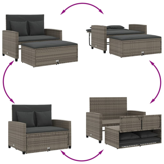 Canapea de grădină cu perne, 2 locuri, gri, poliratan - WALTI WALTI