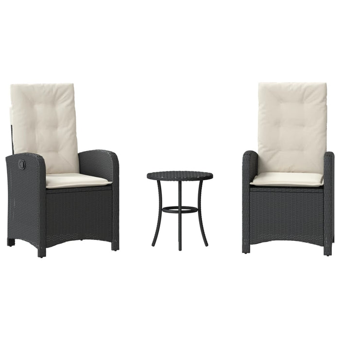 Set bistro cu perne, 3 piese, negru, poliratan - WALTI WALTI