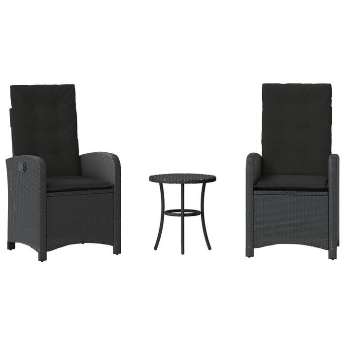 Set bistro cu perne, 3 piese, negru, poliratan - WALTI WALTI
