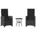 Set bistro cu perne, 3 piese, negru, poliratan - WALTI WALTI