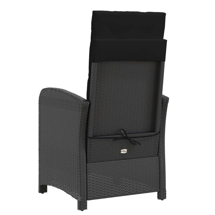 Set bistro cu perne, 3 piese, negru, poliratan - WALTI WALTI