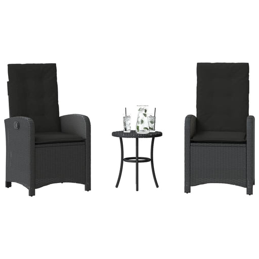 Set bistro cu perne, 3 piese, negru, poliratan - WALTI WALTI