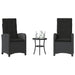 Set bistro cu perne, 3 piese, negru, poliratan - WALTI WALTI