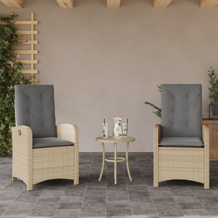 Set bistro cu perne, 3 piese, bej combinat, poliratan - WALTI WALTI