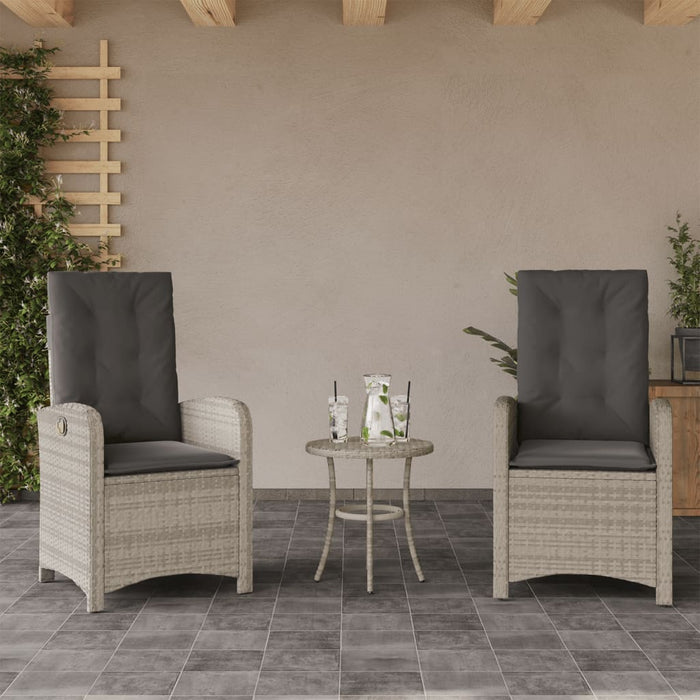 Set bistro cu perne, 3 piese, gri deschis, poliratan - WALTI WALTI