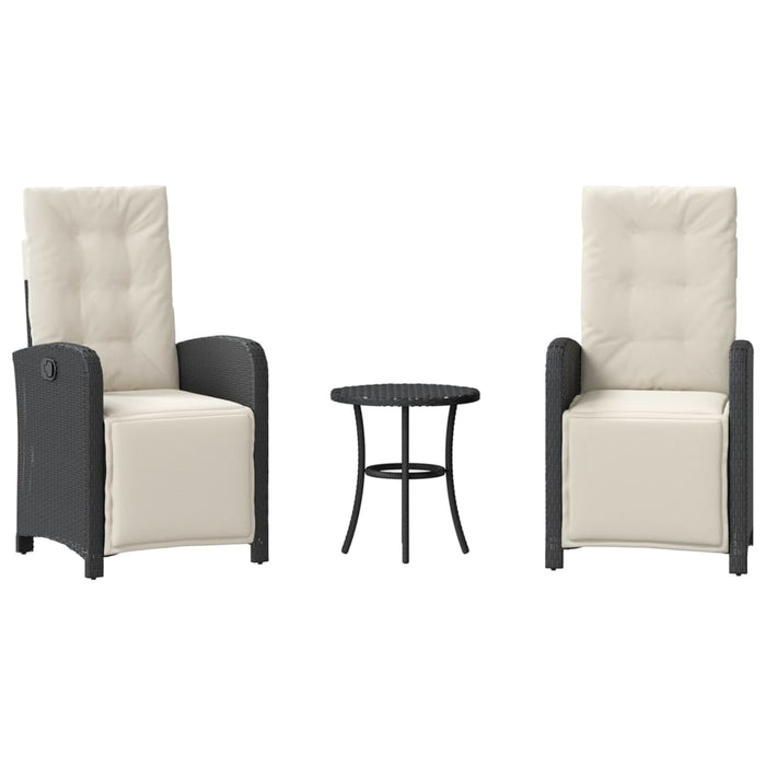 Set bistro cu perne, 3 piese, negru, poliratan - WALTI WALTI