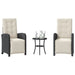 Set bistro cu perne, 3 piese, negru, poliratan - WALTI WALTI