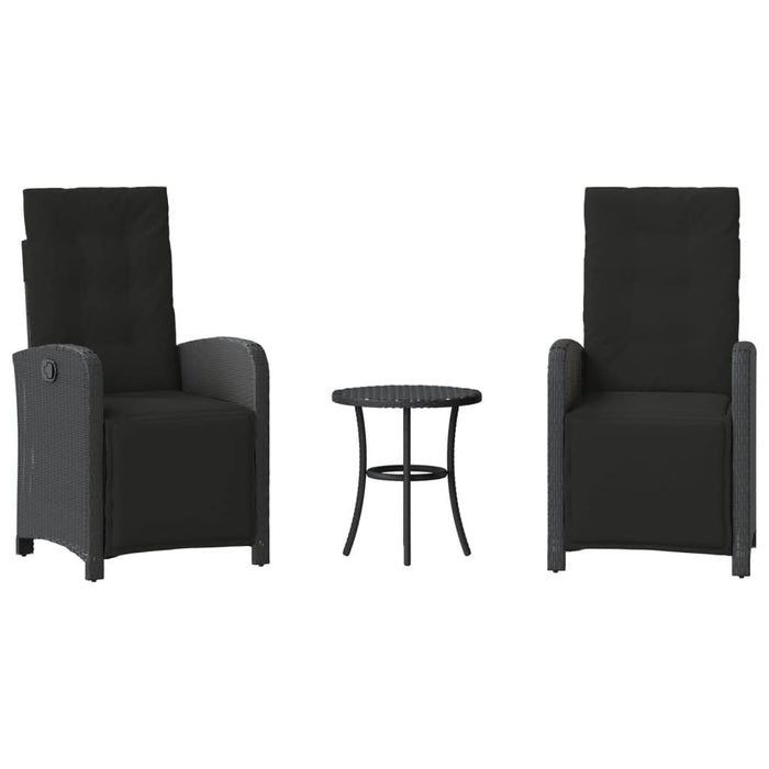 Set bistro cu perne, 3 piese, negru, poliratan - WALTI WALTI