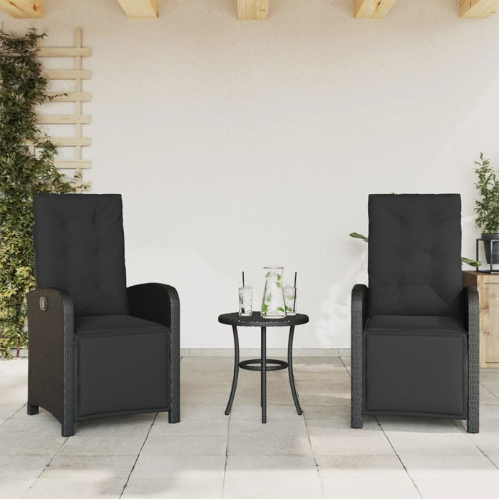 Set bistro cu perne, 3 piese, negru, poliratan - WALTI WALTI