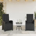 Set bistro cu perne, 3 piese, negru, poliratan - WALTI WALTI