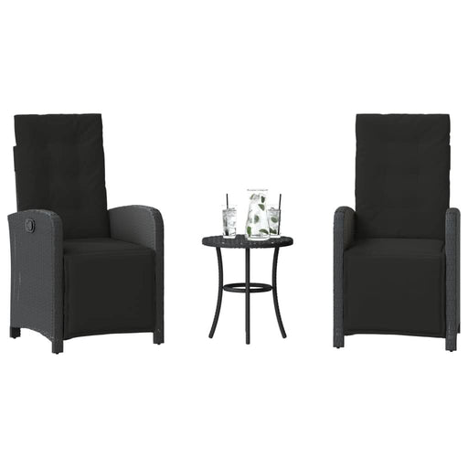 Set bistro cu perne, 3 piese, negru, poliratan - WALTI WALTI