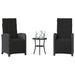 Set bistro cu perne, 3 piese, negru, poliratan - WALTI WALTI