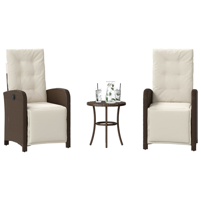 Set bistro cu perne, 3 piese, maro, poliratan - WALTI WALTI