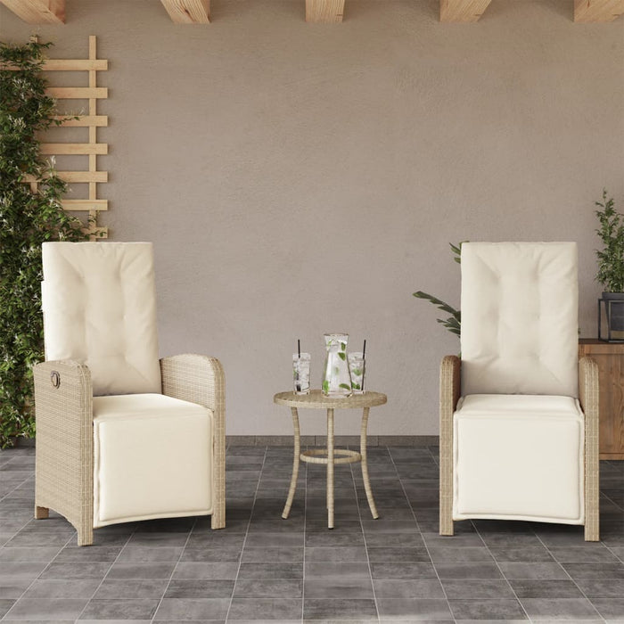 Set bistro cu perne, 3 piese, bej, poliratan - WALTI WALTI