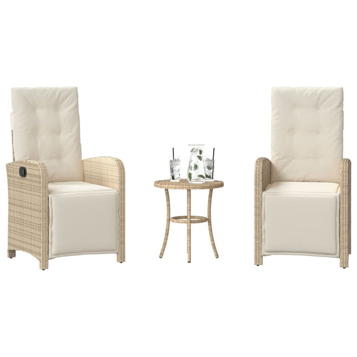 Set bistro cu perne, 3 piese, bej, poliratan - WALTI WALTI