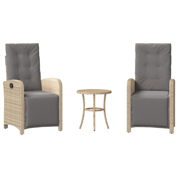 Set bistro cu perne, 3 piese, bej combinat, poliratan - WALTI WALTI