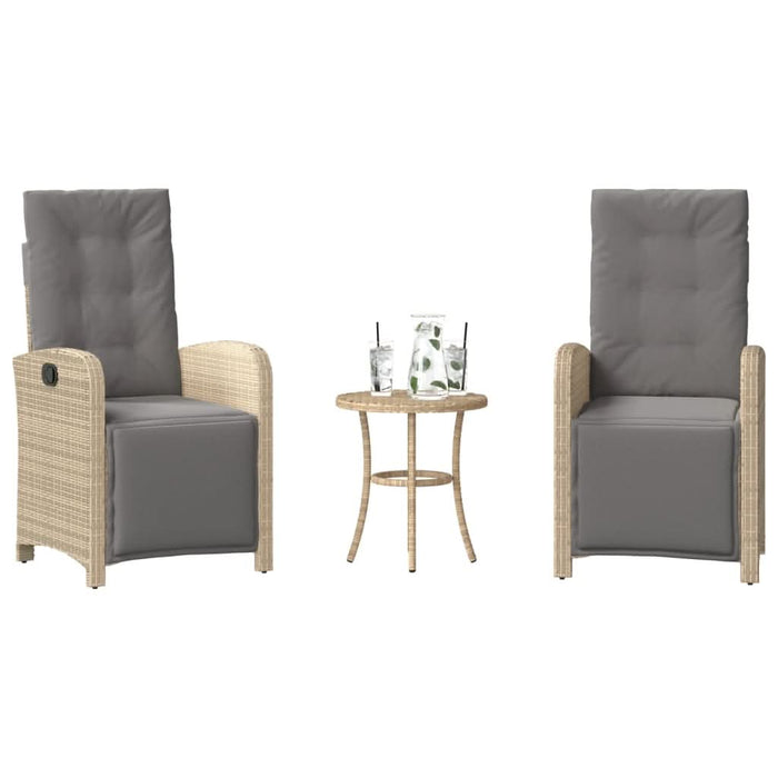 Set bistro cu perne, 3 piese, bej combinat, poliratan - WALTI WALTI