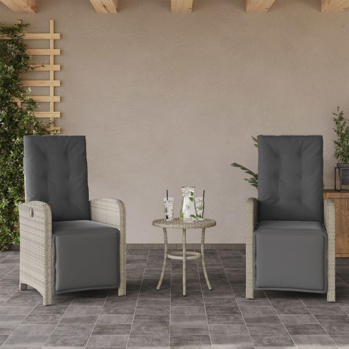 Set bistro cu perne, 3 piese, gri deschis, poliratan - WALTI WALTI