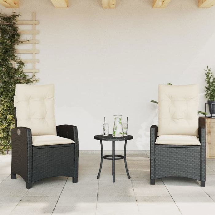 Set bistro cu perne, 3 piese, negru, poliratan - WALTI WALTI